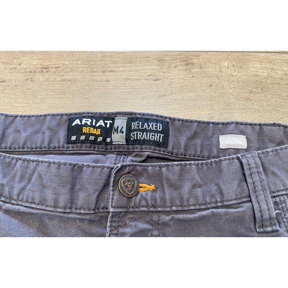 Ariat Rebar M4 Mens 42X34 Relaxed Straight Gray Durastretch Cargo Pants - Picture 4 of 10